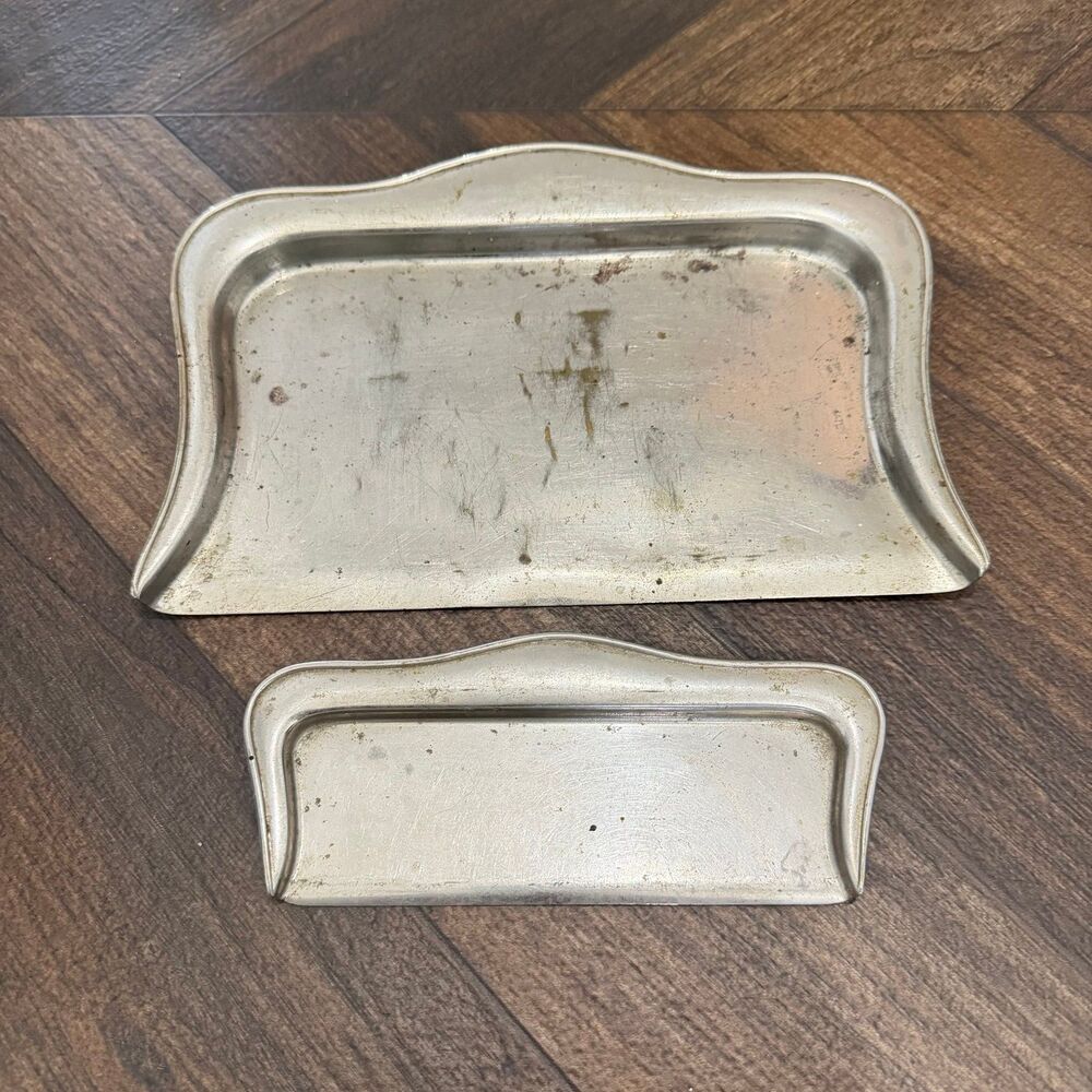 Vintage Silver Tone Metal Crumb Tray & Scraper Set Table Crumb Catcher